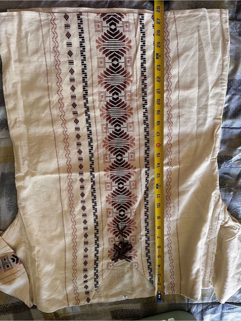MEXICANA Cream Embroidered Peasant Top with Brown and Black Accents - Picture 7 of 9